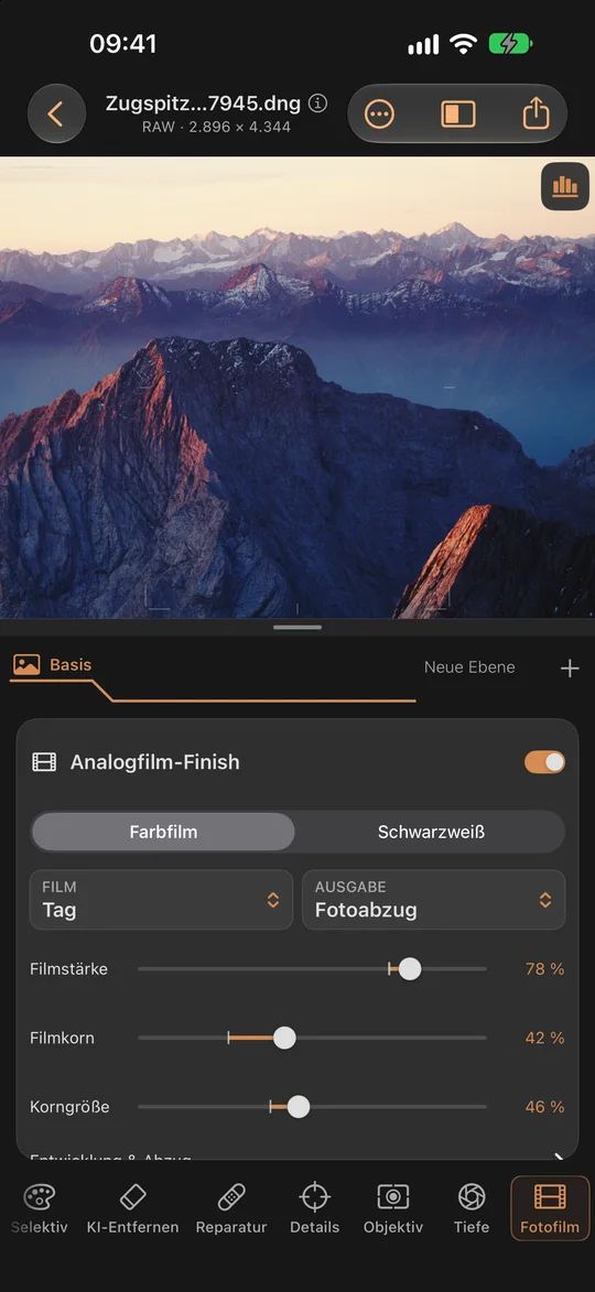 Filmlooks und Körnung · iPhone